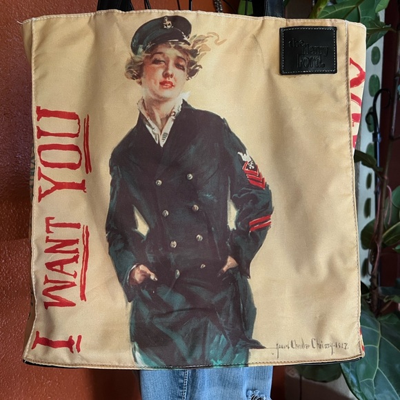 👜 I WANT YOU - Military Navy Branch Themed Tote Bag with Magnetic Button Closure - Picture 2 of 9